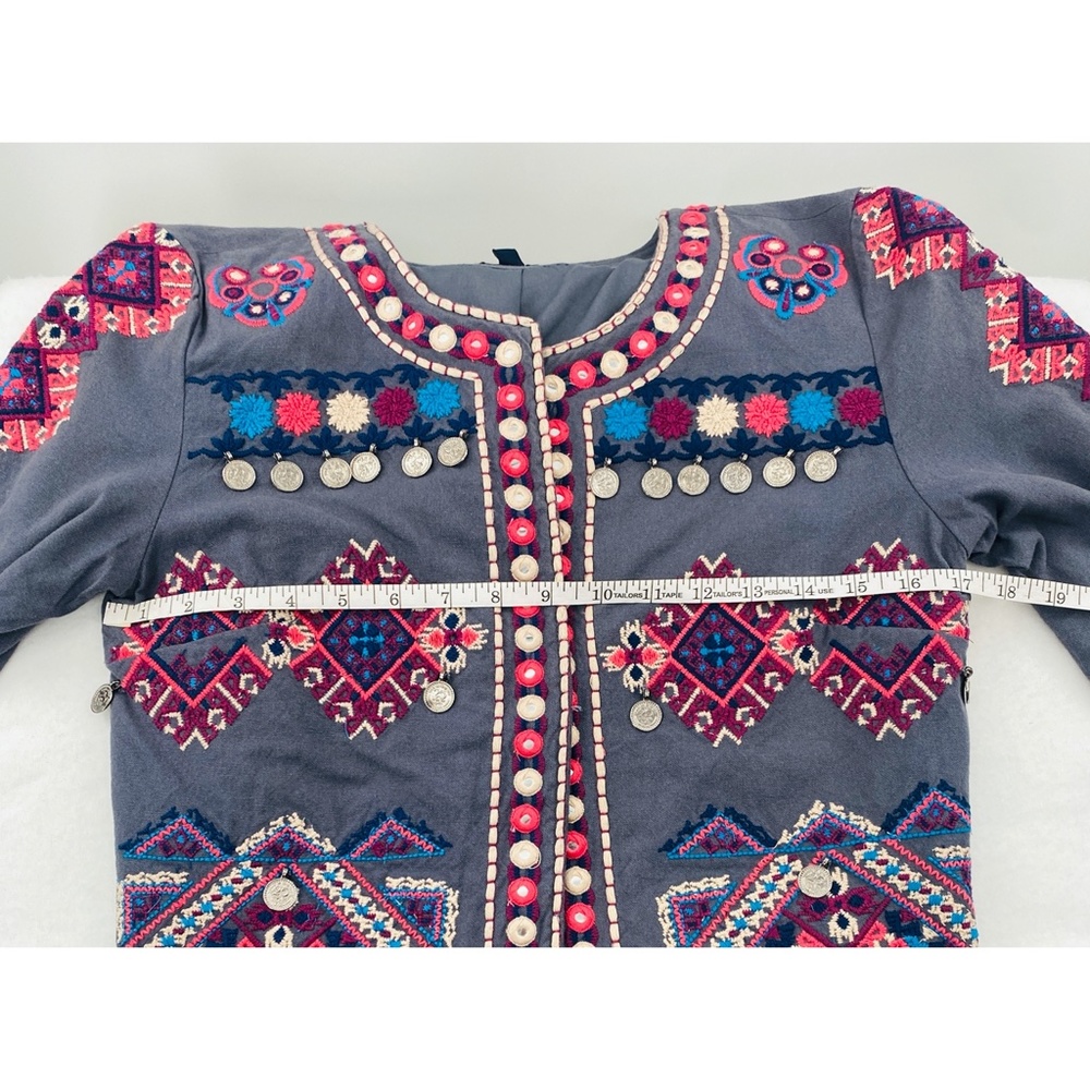Indigo Moon Boho Decorated MultiColored Front Pocket Blazer/Jacket - Picture 4 of 11